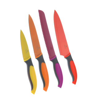 4-tlg. Messerset Leuchtfarben