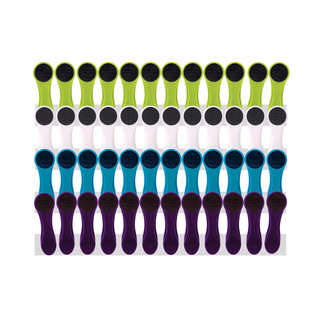 48 Wäscheklammern Soft Grip Weiß, Grün, Lila & Blau