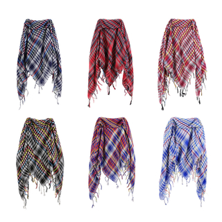 Mehrfarbiges kariertes Tuch mit Fransen